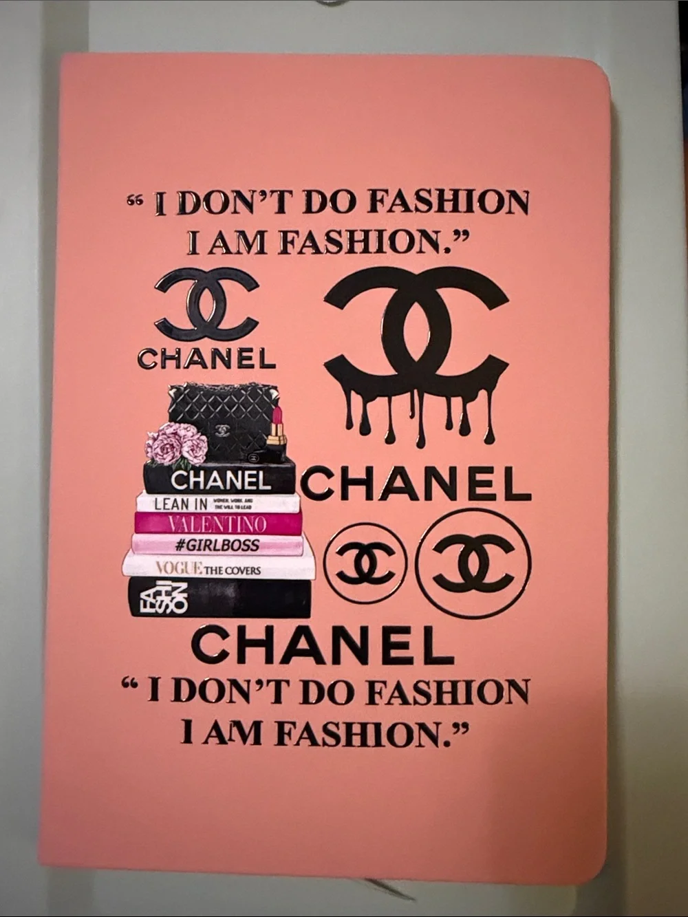Pink and Black Fashion Quote Notebook hardback